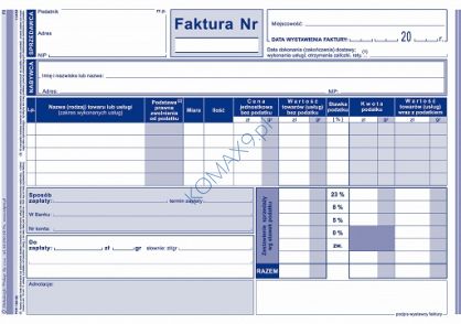 Druk Faktura VAT w cenach netto A5, 100-3 MiP