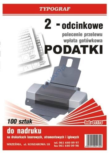 Druk Polecenie przelewu A-4 Poz.PODATKI II T1175 