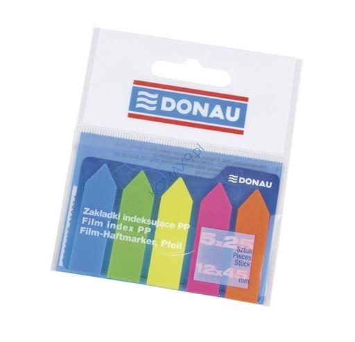 Zakładki indeksujące12x45mm Donau PP neon strzałki 125 kartek miks kolorów 