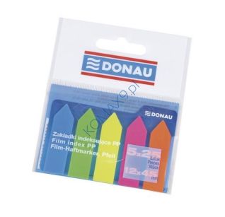 Zakładki indeksujące12x45mm Donau PP neon strzałki 125 kartek miks kolorów 