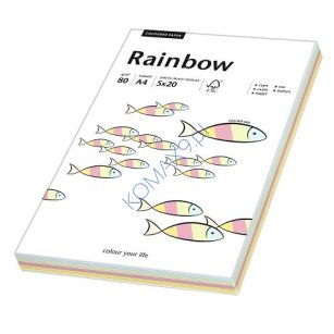 Papier kolorowy A4 80g Rainbow, kolory pastelowe, mix. 100 arkuszy