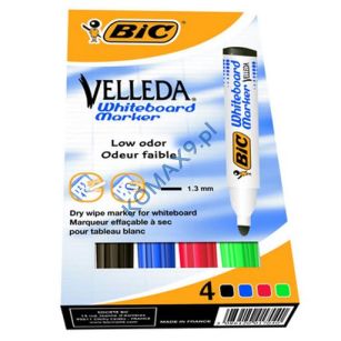 Marker do tablic Bic Velleda 1701 gr. linii 1,5 mm z okrągłą końcówką, kpl. 4 kolory