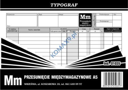 Druk MM przesunięcie magazynowe A5 T1035 