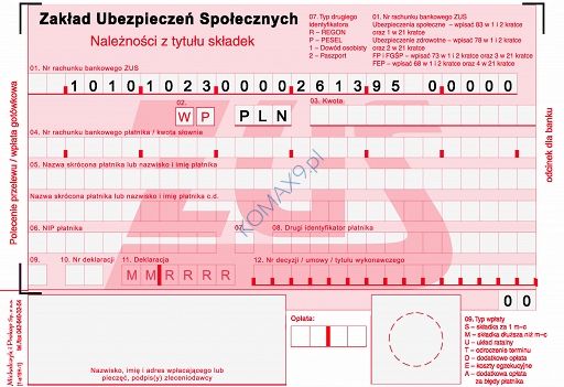 Druk5 ZUS 2-odcinkowy polecenie przelewu-wpłata gotówkowa A6 450- MiP