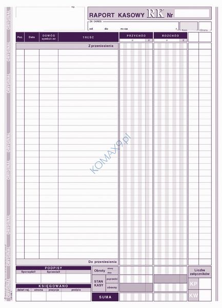 Druk RK raport kasowy A4 410-1 MiP