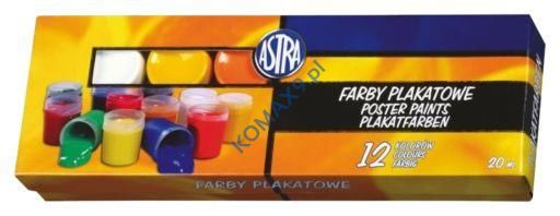 Farby plakatowe ASTRA 12 kolorów poj. 20ml