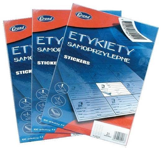 Etykiety samoprzylepne A4  70,0x16,9mm op=100szt. Grand