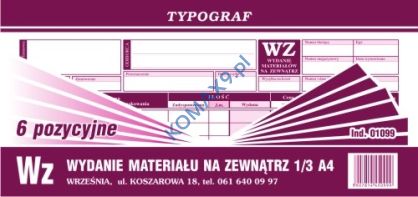 Druk  WZ (6pozycyjne) 1/3A4 T01099 