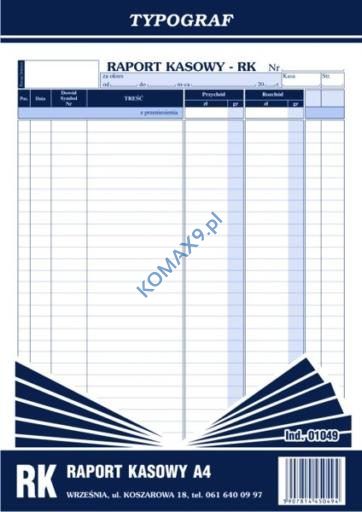 Druk Raport kasowy A4 T1049 