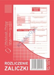 Druk Rozliczenie zaliczki A6 409-5 MiP