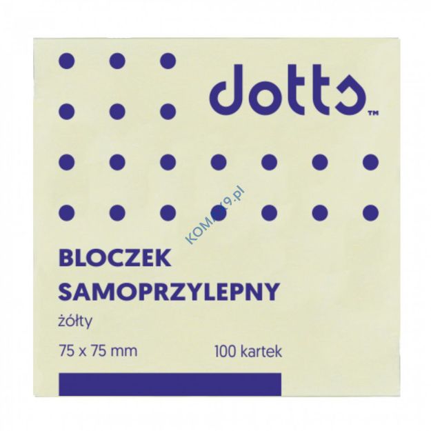 Karteczki samoprzylepne 75x75mm Dotts żółte