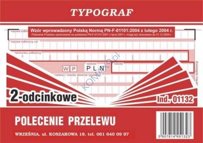 Druk Polecenie przelewu wpłata gotówkowa  A6