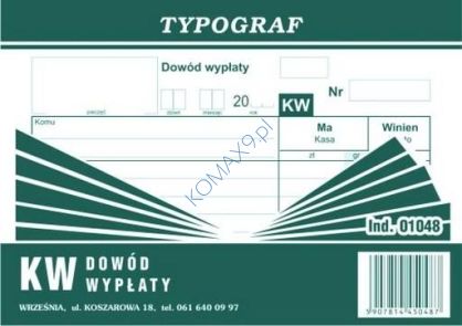 Druk KW dowód wypłaty A6 T01048 