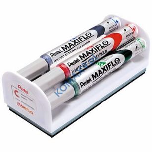 Markery do tablic suchościeralnych whiteboard Pentel MW85 4szt. z gąbką, gr.linii 1,9mm 