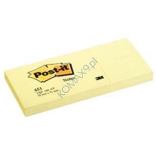 Karteczki samoprzylepne 38x51mm 3M Post-it 653, żółte 3 bloczki x 100 kartek 