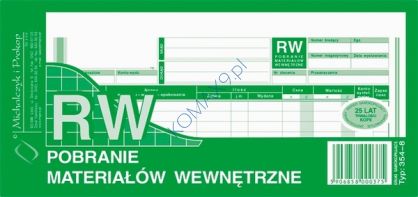 Druk RW Pobranie materiałów wewnętrzne 1/3 A4 354-8 MiP