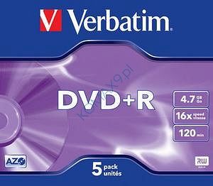 Dysk DVD+R 4,7GB Verbatim Printable Slim