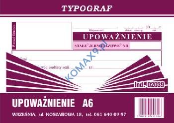 Druk Upoważnienie  T02039 