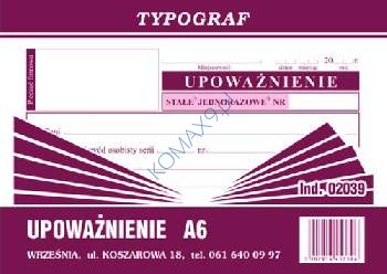 Druk Upoważnienie  T02039 