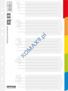 Przekładki do segregatora A4 Office Products kartonowe białe z kolorowymi laminowanymi indexami