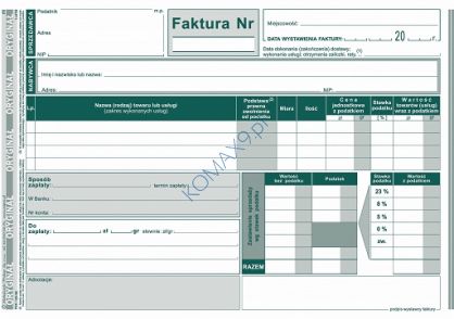 Druk Faktura VAT w cenach brutto A5 123-3 MiP