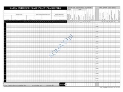 Druk Ewidencja czasu pracy A5 T02255 