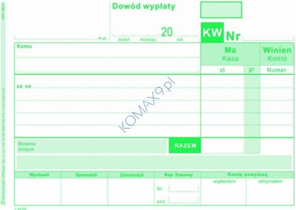 Druk KW Dowód wypłaty A6 402-5 MiP