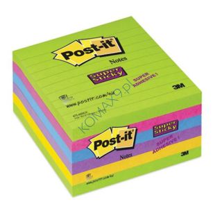 Karteczki samoprzylepne 100x100mm 3M Post-it 675-6 SSUC Super Sticky Ultra 6 kolorów w linie