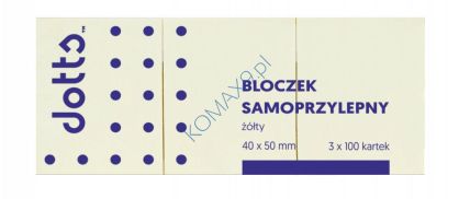 Karteczki samoprzylepne 50x40mm Dotts żółte 3x100 kartek