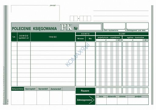 Druk PK Polecenie księgowania A5 439-3 MiP