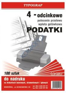 Druk Polecenie przelewu A-4 Poz. Podatki IV T1148