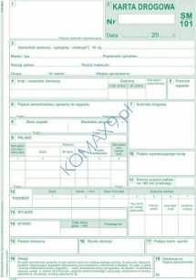 Druk Karta Drogowa SM101 (samochód osobowy) A5 802-3 MiP