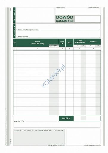 Druk Dowód dostawy A5 315-3 MiP