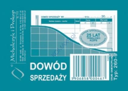 Druk DS Dowód sprzedaży (paragon) A7 wielokopia 260-9 MiP